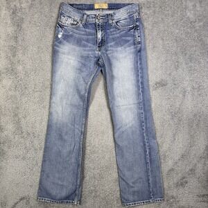 BKE Cole Jeans Mens 30x32 Bootcut 100% Cotton Denim Whisker Lightwash Y2K Cowboy